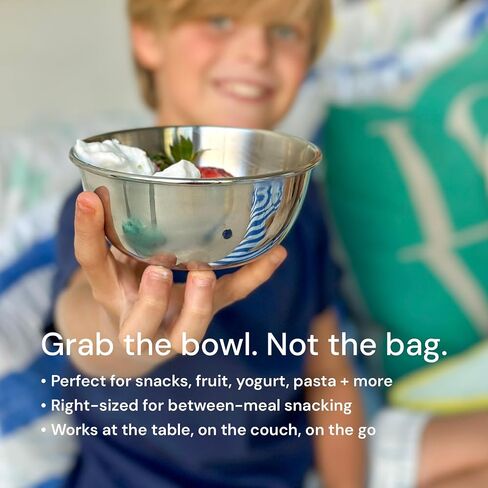 Ahimsa Essentials Stainless Steel Kids Bowls Set of 4-12 oz, Non Toxic Snack Bowls, Pediatrician Designed, Unbreakable & Dishwasher Safe, Classic Silver in Kuwait
