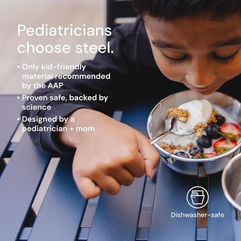 Ahimsa Essentials Stainless Steel Kids Bowls Set of 4-12 oz, Non Toxic Snack Bowls, Pediatrician Designed, Unbreakable & Dishwasher Safe, Classic Silver in Kuwait