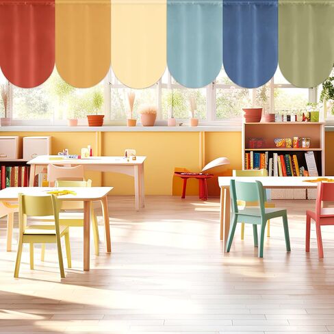 QOUBAI 6 Pcs Boho Curtains Back to School Window Drapes Colorful Boho Classroom Valances for Kid First Day of School Classroom Kindergarten Playroom Daycare Bedroom Window Decor Supplies 36" X 24" in Kuwait