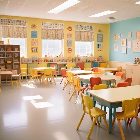 Hahafelt 4 Pcs Burlap Style School Classroom Valance Curtains 18 x 54 Inch Fabric Burlap Back to School Curtains Short Window Treatment for Kindergarten Daycare Primary Bedroom Playroom Room Decor in Kuwait