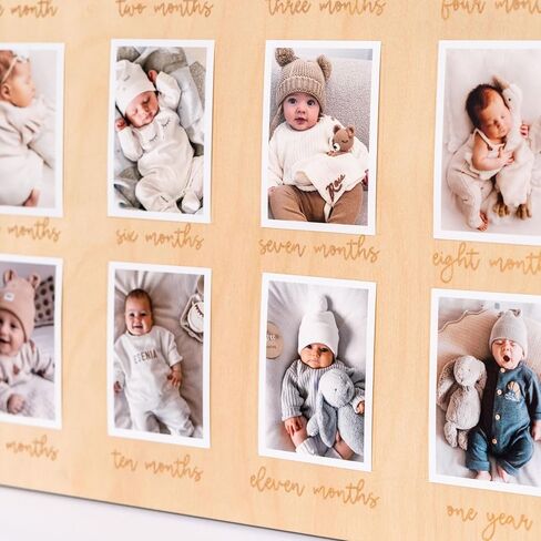 Wooden Carnival-Themed 1st Birthday Photo Board | Come One Come Aee 12-Month Growth Photo Frame, Perfect for Boys' and Girls' 1st Birthday Decorations, Wooden Frame in Kuwait