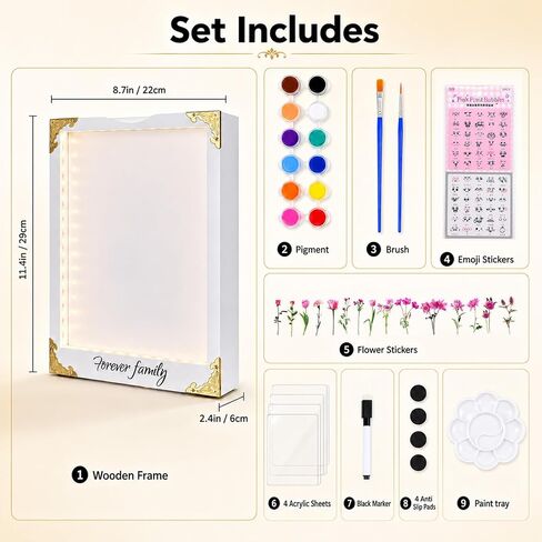 WodGod Family Handprint Kit with Light, DIY Keepsake Wooden Frame, Handprint Frame Kit for 4 People, Family Gifts for Women, New Parents, Mother's Day in Kuwait