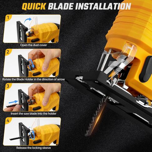 Jig Saw with Dw 20v Battery,Cordless Jigsaw with 7 Speed Variable ​​Up to 3200RPM, LED Light, 45° Bevel Cuts,3 Orbital Settings for Straight/Curve/Bevel/Circle Cutting(Battery Not Included) in Kuwait