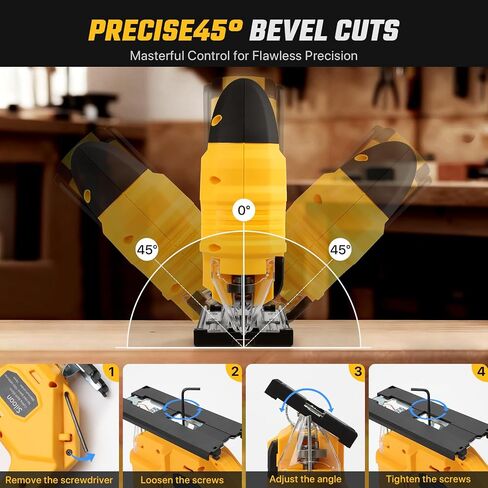 Jig Saw with Dw 20v Battery,Cordless Jigsaw with 7 Speed Variable ​​Up to 3200RPM, LED Light, 45° Bevel Cuts,3 Orbital Settings for Straight/Curve/Bevel/Circle Cutting(Battery Not Included) in Kuwait