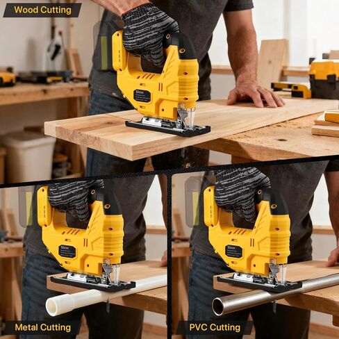 Jig Saw with Dw 20v Battery,Cordless Jigsaw with 7 Speed Variable ​​Up to 3200RPM, LED Light, 45° Bevel Cuts,3 Orbital Settings for Straight/Curve/Bevel/Circle Cutting(Battery Not Included) in Kuwait