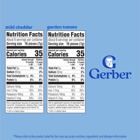 Gerber Lil' Crunchies, Garden Tomato and Mild Cheddar, Snacks for Babies, Stage 3 Baby Food Snacks, Variety Pack,12-Pack in Kuwait