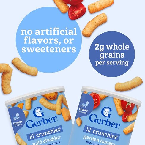 Gerber Lil' Crunchies, Garden Tomato and Mild Cheddar, Snacks for Babies, Stage 3 Baby Food Snacks, Variety Pack,12-Pack in Kuwait