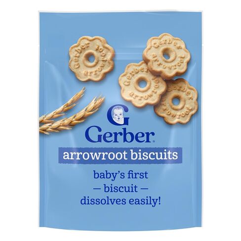 Gerber Arrowroot Biscuits Toddler Snack, 5.5 Oz | Toddler snack; arrowroot biscuits; vitamin E; finger foods; 5.5 oz pouch in Kuwait