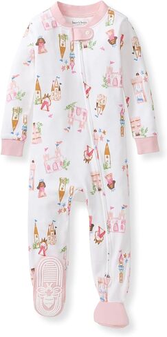 Burt's Bees Baby Girls Sleeper Pajamas, 100% Organic Cotton, One-piece PJs, Diagonal Zip Up Jumpsuit, Snug Fit Footie in Kuwait