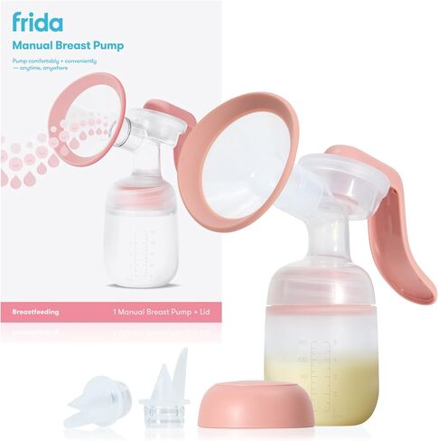 Frida Mom Manual Breast Pump, Portable Hand Breast Pump with SoftFeel Flange, Ergonomic Handle for Comfortable Milk Expression, Breastfeeding Essentials for Nursing Moms in Kuwait