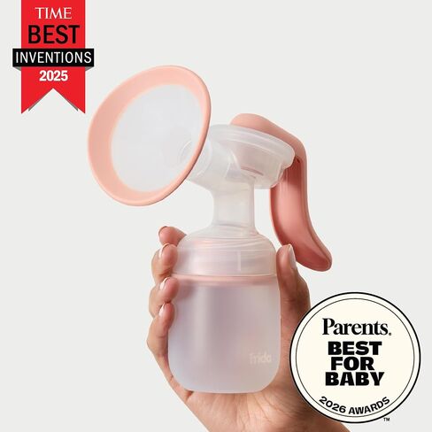 Frida Mom Manual Breast Pump, Portable Hand Breast Pump with SoftFeel Flange, Ergonomic Handle for Comfortable Milk Expression, Breastfeeding Essentials for Nursing Moms in Kuwait