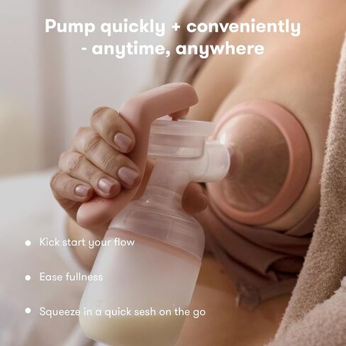 Frida Mom Manual Breast Pump, Portable Hand Breast Pump with SoftFeel Flange, Ergonomic Handle for Comfortable Milk Expression, Breastfeeding Essentials for Nursing Moms in Kuwait