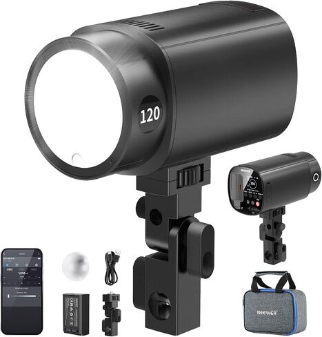 NEEWER 120Ws 2.4G TTL Outdoor Strobe Flash, Compatible with Godox, 1/8000s HSS Portable Studio Monolight with Modeling Light /3000mAh Battery/420 Flashes/1.5s Recycle for Photography Photoshoots, Q120 in Saudi Arabia