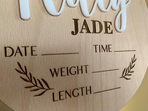 Personalized Baby Name Sign with Birth Stats | Custom Wood & Acrylic, First & Middle Name, Hospital Photo Prop, Nursery Wall Decor, Newborn Announcement Plaque in Kuwait