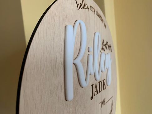 Personalized Baby Name Sign with Birth Stats | Custom Wood & Acrylic, First & Middle Name, Hospital Photo Prop, Nursery Wall Decor, Newborn Announcement Plaque in Kuwait