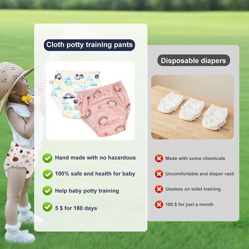 Upairy Training Pants for Boys Girls,Toddler Potty Training Underwear,Leakproof Reusable Kid Confident Panties,Children's Potty Underwear 100% Cotton for 2T-6T(8PCS,M) in Kuwait