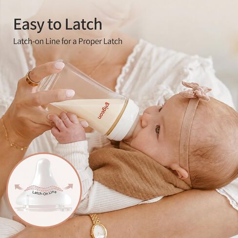 Pigeon Glass Nursing Baby Bottle Wide Neck(Pack of 4), Streamlined Body, Natural Feel, Easy to Clean, Heat-Resistant, 5.4Oz and 8.1 Oz in Kuwait