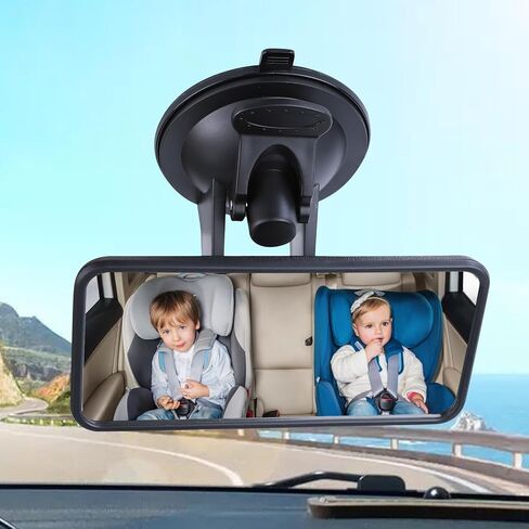 Baby Car Mirror with Suction Cup, 4.4"×2" Rectangular HD Glass Interior Rear View Mirror, 360° Rotation Adjustable Baby Rear Facing Mirrors for Windshield, Universal Car Accessories in Kuwait