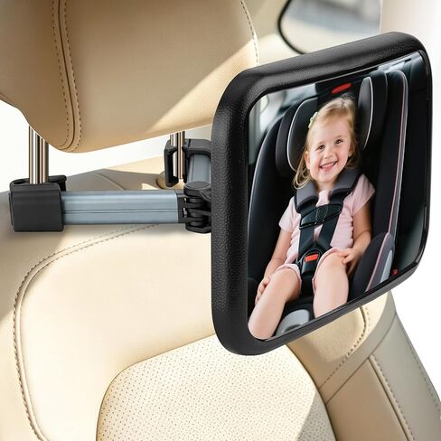 Baby Car Mirror, Hook Clip Car Back Seat Mirror for Baby Rear Facing, Clear Wide View Stable Safety Shatterproof 360° Rotation, Easily Observe the Baby in Kuwait