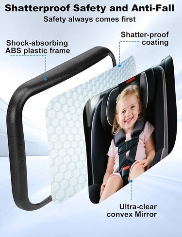 Baby Car Mirror, Hook Clip Car Back Seat Mirror for Baby Rear Facing, Clear Wide View Stable Safety Shatterproof 360° Rotation, Easily Observe the Baby in Kuwait
