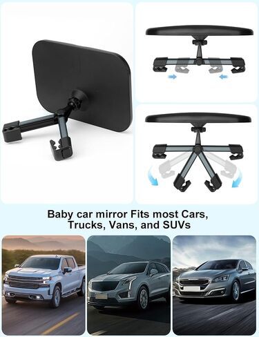 Baby Car Mirror, Hook Clip Car Back Seat Mirror for Baby Rear Facing, Clear Wide View Stable Safety Shatterproof 360° Rotation, Easily Observe the Baby in Kuwait