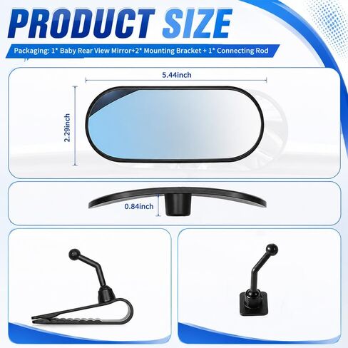 360° Rotatable HD Baby Car Mirror,Convex Wide Field Rear View Baby Mirror for Car Rear Seat Babies Monitoring,Cars Mirrors for Babies Clip-On & Stick-On Easy Installation in Kuwait