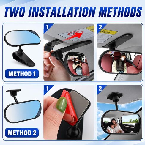 360° Rotatable HD Baby Car Mirror,Convex Wide Field Rear View Baby Mirror for Car Rear Seat Babies Monitoring,Cars Mirrors for Babies Clip-On & Stick-On Easy Installation in Kuwait