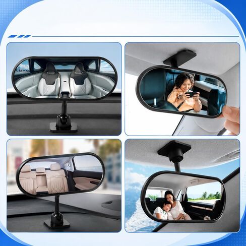 360° Rotatable HD Baby Car Mirror,Convex Wide Field Rear View Baby Mirror for Car Rear Seat Babies Monitoring,Cars Mirrors for Babies Clip-On & Stick-On Easy Installation in Kuwait