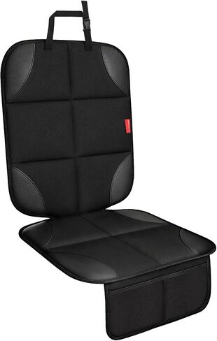 Car Seat Protector, Thick Padding and Upgraded Non-Slip Backing, 600D Waterproof Fabric Child Car Seat Cover with Mesh Pockets, No Imprints, Universal Fit for Car SUV Truck (Black 1pc) in Kuwait