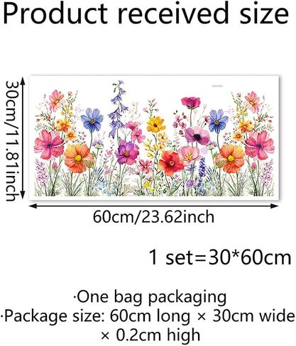 Colorful Floral Bouquet Window Sticker, Reusable Removable Static Floral Window Decals for Home Office Decor (Colorful) in Kuwait
