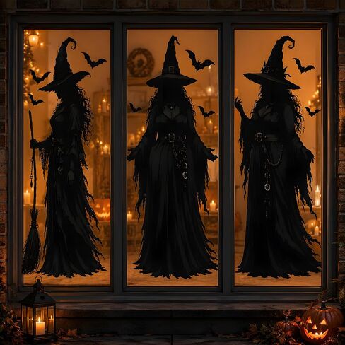 Halloween Decorations - Witch Window Clings for Halloween Party Decor | Large Halloween Window Decorations for Indoor Outdoor | Halloween Window Stickers for Home Office Party Favors Supplies Decor in Saudi Arabia