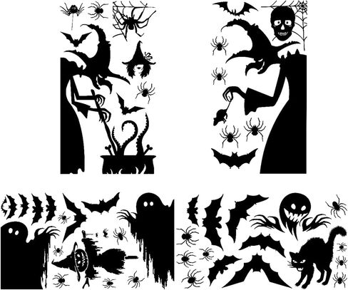 Halloween Window Decor Large Halloween Window Silhouette Scary Witch Halloween Window Clings Halloween Stickers for Home Office School, 4 Pcs in Kuwait