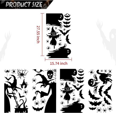 Halloween Window Decor Large Halloween Window Silhouette Scary Witch Halloween Window Clings Halloween Stickers for Home Office School, 4 Pcs in Kuwait