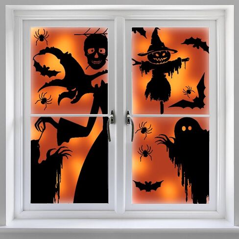 Halloween Window Decor Large Halloween Window Silhouette Scary Witch Halloween Window Clings Halloween Stickers for Home Office School, 4 Pcs in Kuwait