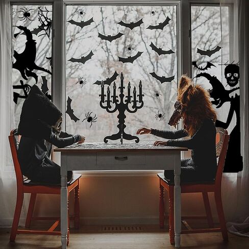 Halloween Window Decor Large Halloween Window Silhouette Scary Witch Halloween Window Clings Halloween Stickers for Home Office School, 4 Pcs in Kuwait