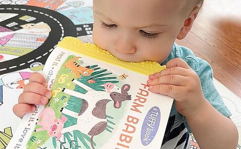 Tuffy Farm Babies Book - Washable, Chewable, Unrippable Pages With Hole For Stroller Or Toy Ring, Teether Tough, Ages 0-3 (A Tuffy Book) in Kuwait