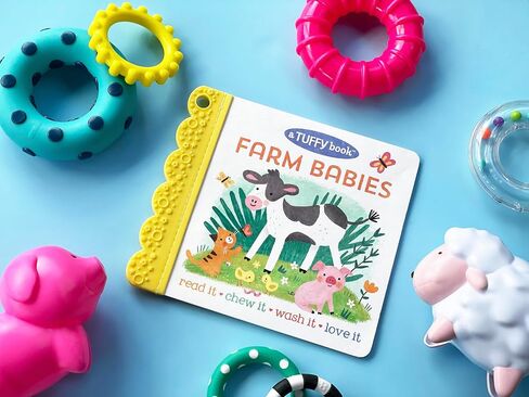 Tuffy Farm Babies Book - Washable, Chewable, Unrippable Pages With Hole For Stroller Or Toy Ring, Teether Tough, Ages 0-3 (A Tuffy Book) in Kuwait