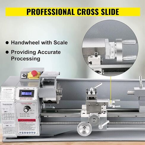 Mini Metal Lathe,Metal Lathe Machine 1100W 220MMx750MM Variable-Speed Metal Lathe RPM Metal Milling Machine Digital Milling in Kuwait
