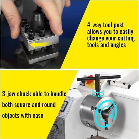 Mini Metal Lathe,Metal Lathe Machine 1100W 220MMx750MM Variable-Speed Metal Lathe RPM Metal Milling Machine Digital Milling in Kuwait