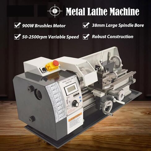 Mini Metal Lathe, Industrial Precision Benchtop Electric Metal Lathe, Continuously Variable Speed, with Metal Chuck Tool Box, for Processing Precision Parts in Kuwait