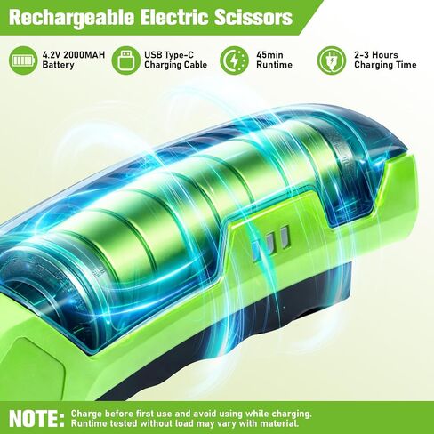 Qidejoy Cordless Cardboard Cutter Electric Scissors, Heavy Duty High-speed Rotary Box Cutter Tools for Fabric, Carpet, Paper, with 2 Blades & Gloves, 4.2V Rechargeable Battery, LED Light, Green in Kuwait