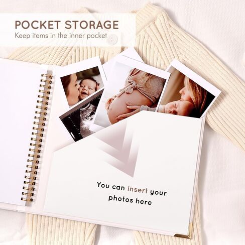Molekaus Baby Book Keepsake for Baby Girls and Boys - Timeless First 5 Year Baby Scrapbook - Every Event from Birth to Age 5 - Gender Neutral Baby Photo Albums Gifts, 136 Pages (Bear Beige) in Kuwait