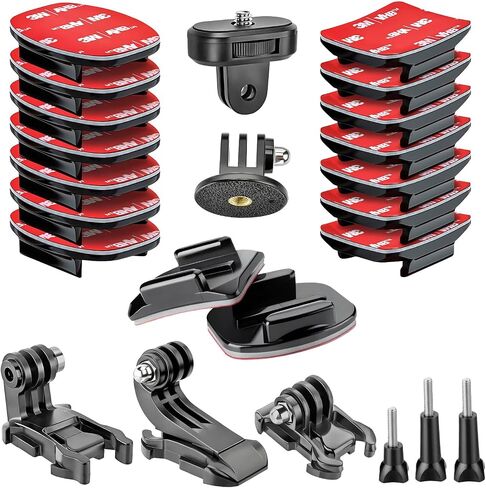 Helmet Mount for GoPro Go Pro, Curved Flat Adhesive Sticky Mounts, Quick Release Buckle, Tripod Adapter, Hero 13 12 11 10 9 8 7 6 5 4 3 2 1 Max Insta 360 DJI Osmo Action Camera Accessories Kit in Kuwait