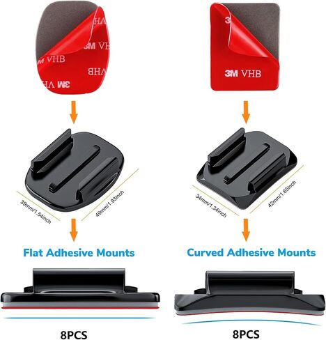 Helmet Mount for GoPro Go Pro, Curved Flat Adhesive Sticky Mounts, Quick Release Buckle, Tripod Adapter, Hero 13 12 11 10 9 8 7 6 5 4 3 2 1 Max Insta 360 DJI Osmo Action Camera Accessories Kit in Kuwait