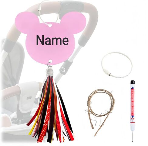 Stroller Identification Name Tag Pendant,Wood Hanger with Custom Name,Quickly Locate Your Stroller in Crowded Parks, Airports (Yellow-Colored Tassels) in Kuwait