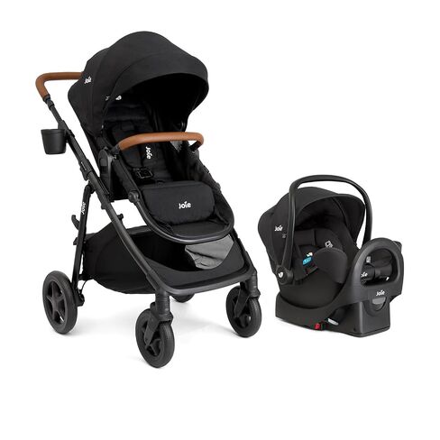 Joie Baby, Ginger and Rue Travel System – 4-in-1 Travel System with Lightweight Baby Car Seat and an Included Anti-Rebound Base for Easy Install and Height-Adjustable Stroller (Shale Dark) in Kuwait