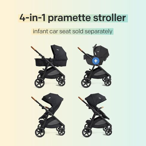 Joie Baby, Ginger and Rue Travel System – 4-in-1 Travel System with Lightweight Baby Car Seat and an Included Anti-Rebound Base for Easy Install and Height-Adjustable Stroller (Shale Dark) in Kuwait