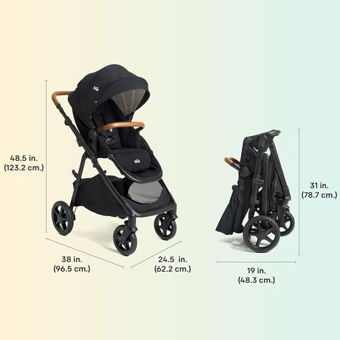 Joie Baby, Ginger and Rue Travel System – 4-in-1 Travel System with Lightweight Baby Car Seat and an Included Anti-Rebound Base for Easy Install and Height-Adjustable Stroller (Shale Dark) in Kuwait