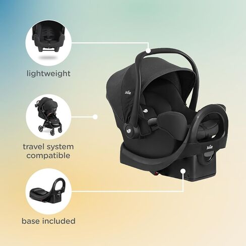 Joie Baby, Ginger and Rue Travel System – 4-in-1 Travel System with Lightweight Baby Car Seat and an Included Anti-Rebound Base for Easy Install and Height-Adjustable Stroller (Shale Dark) in Kuwait