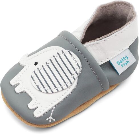 Dotty Fish Soft Sole Leather Baby Shoes - Barefoot, Non-Slip, Unisex in Kuwait
